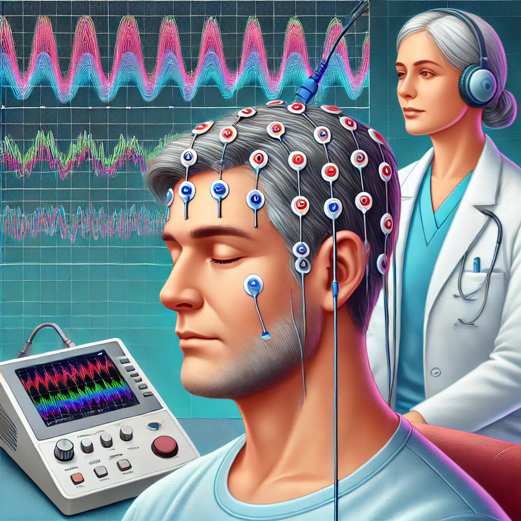persona tomando Electroencefalograma para Neuritis Óptica